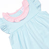 Jane Flutter Sleeve Dress, Aqua Stripe