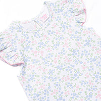 Rosette Blooms Ruffle Short Set, Blue
