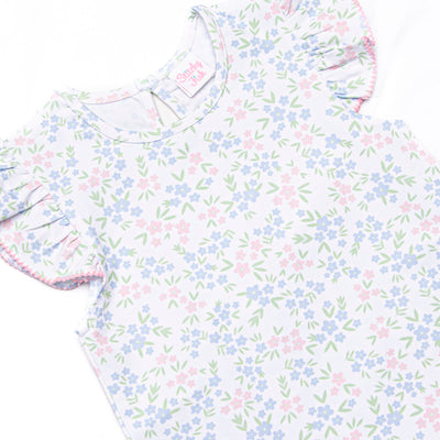 Rosette Blooms Ruffle Short Set, Blue