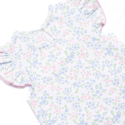 Rosette Blooms Ruffle Short Set, Blue