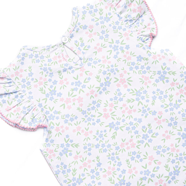 Rosette Blooms Ruffle Short Set, Blue