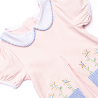 Pocket Petals Embroidered Ruffle Short Set, Pink