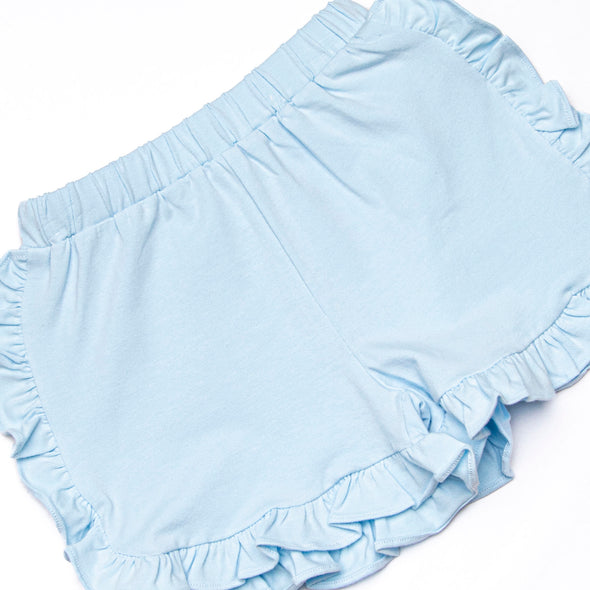 Teacher's Pet Applique Ruffle Short Set, Blue