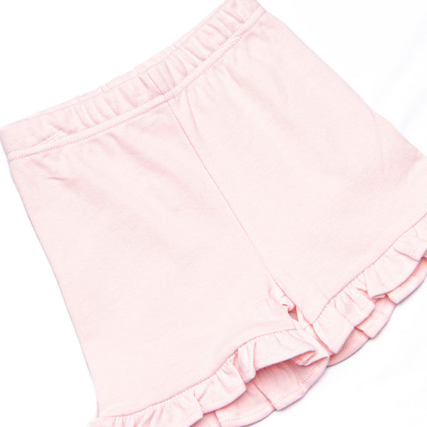 Rosebud Blooms Embroidered Ruffle Short Set, Blue