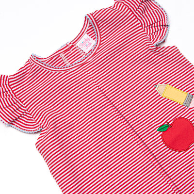 Elementary Essentials Applique Ruffle Short Set, Red