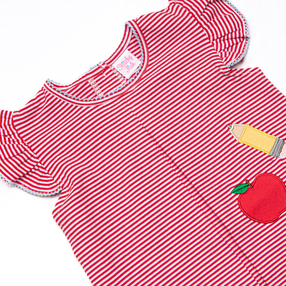 Elementary Essentials Applique Ruffle Short Set, Red
