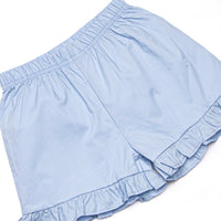 Rosebud Blooms Embroidered Scalloped Bib Short Set, Blue