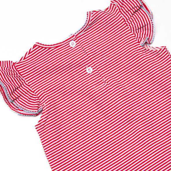 Elementary Essentials Applique Ruffle Short Set, Red
