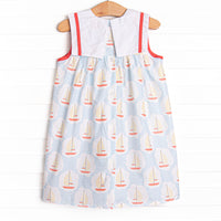 Scalloped Sails Bib Dress, Blue