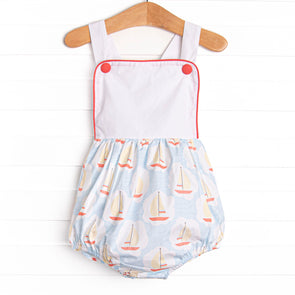 Scalloped Sails Sunsuit, Blue