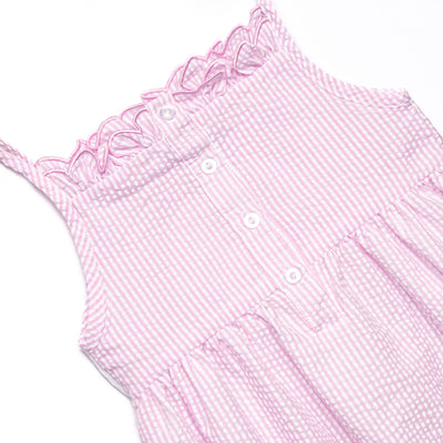 Coastal Cruise Smocked Bubble, Pink Seersucker