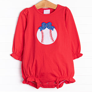 Extra Innings Applique Long Sleeve Bubble, Red