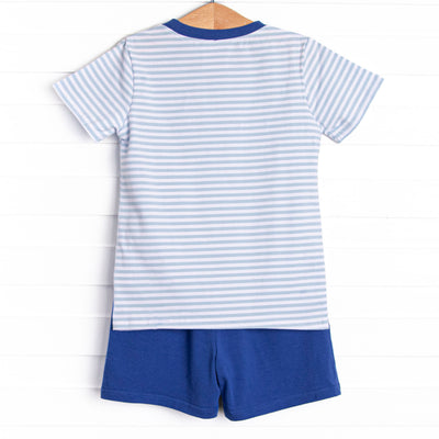 Evan Short Set, Royal and Light Blue Stripe