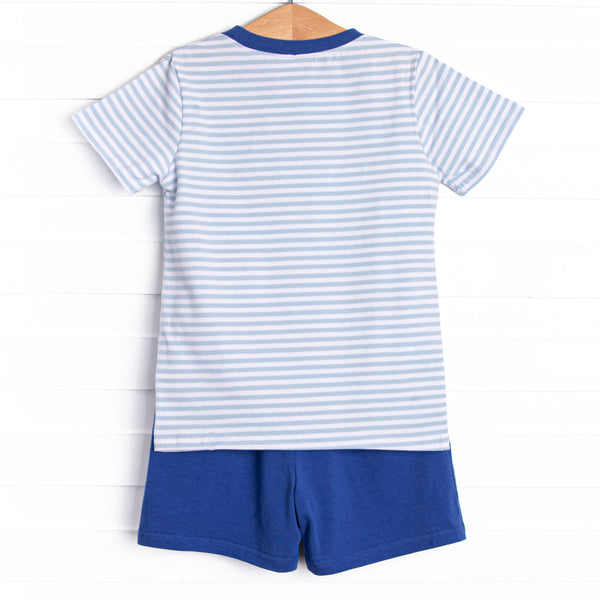 Evan Short Set, Royal and Light Blue Stripe