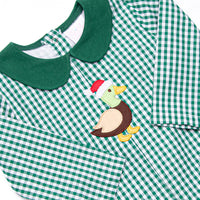 Merry Mallard Applique Romper, Green