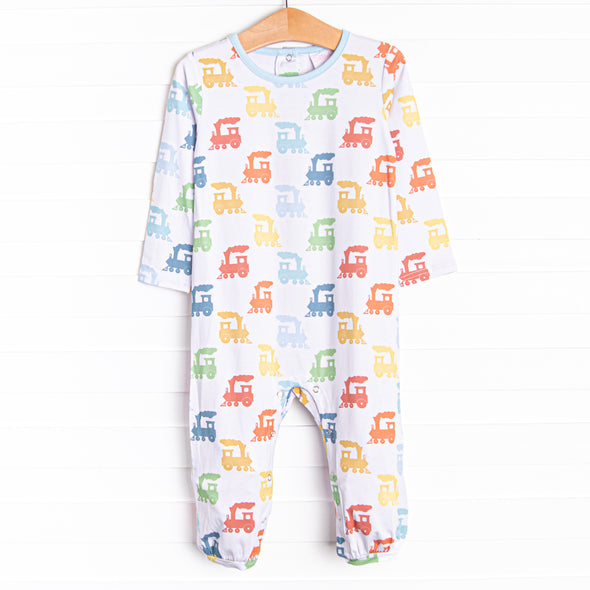 Colorful Caboose Romper, Blue