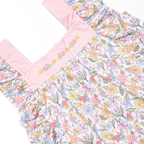 Abundant Blooms Embroidered Dress, Pink