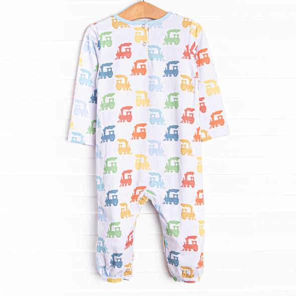 Colorful Caboose Romper, Blue