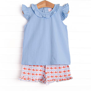 Marlin Marina Ruffle Short Set, Blue