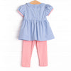 Celebration Cheer Smocked Legging Set, Blue