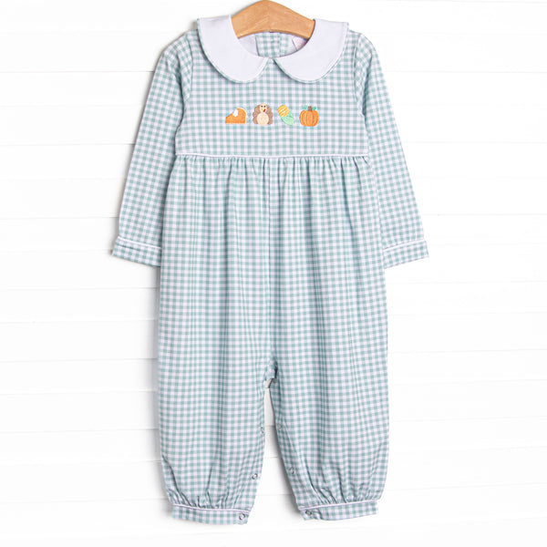 Thanksgiving Favorites Embroidered Romper, Green