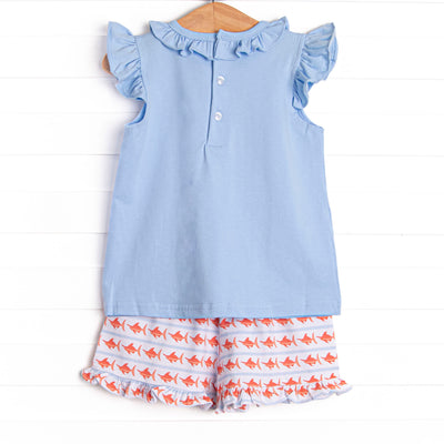 Marlin Marina Ruffle Short Set, Blue