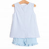 Marlin Marina Applique Ruffle Short Set, Blue