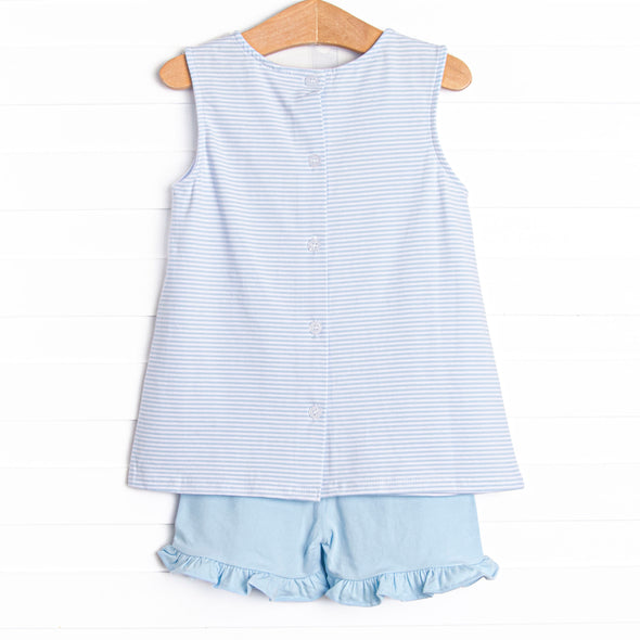 Marlin Marina Applique Ruffle Short Set, Blue