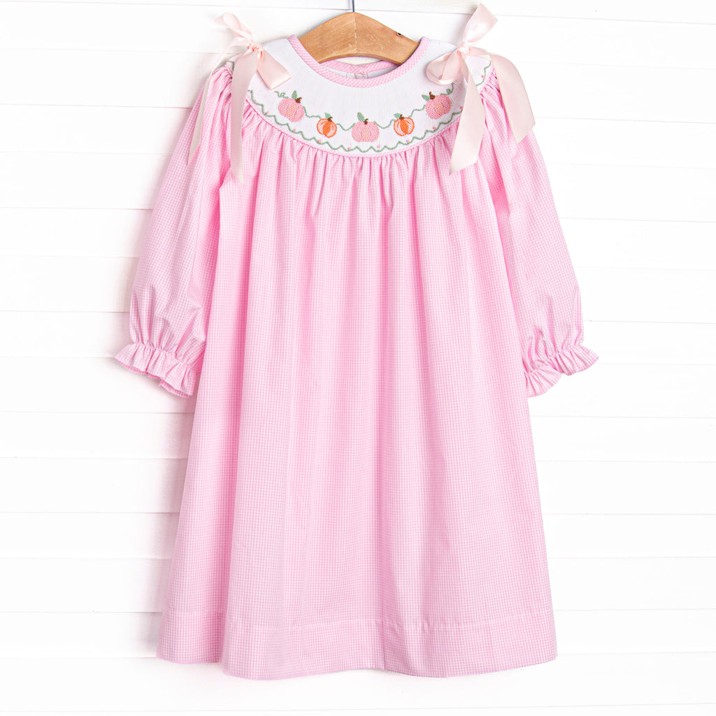Gourd-geous Vines Smocked Bishop Dress, Pink – Stitchy Fish