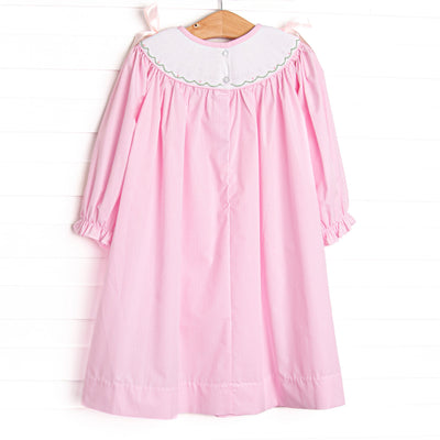 Gourd-geous Vines Smocked Bishop Dress, Pink