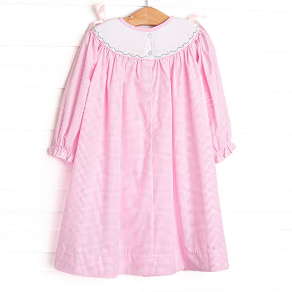 Gourd-geous Vines Smocked Bishop Dress, Pink