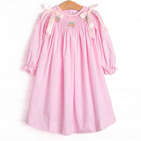 Frosted Up Florals Smocked Bishop Dress, Pink
