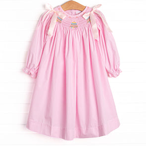 Frosted Up Florals Smocked Bishop Dress, Pink
