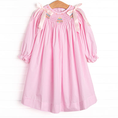 Frosted Up Florals Smocked Bishop Dress, Pink