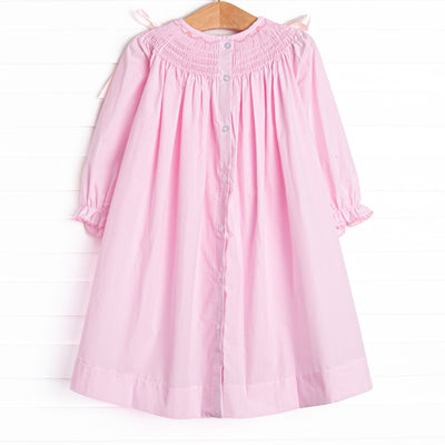Frosted Up Florals Smocked Bishop Dress, Pink