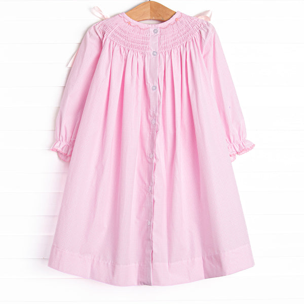Frosted Up Florals Smocked Bishop Dress, Pink