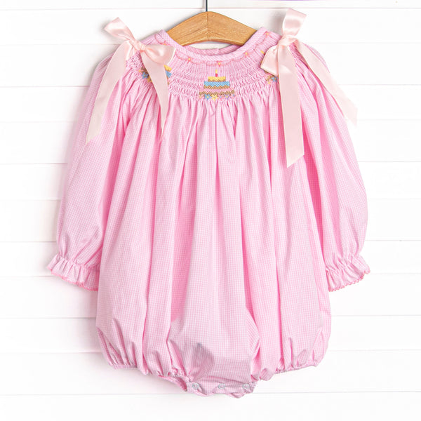 Frosted Up Florals Smocked Bubble, Pink