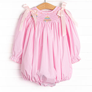 Frosted Up Florals Smocked Bubble, Pink