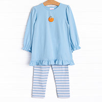 Spice and Everything Nice Embroidered Legging Set, Blue