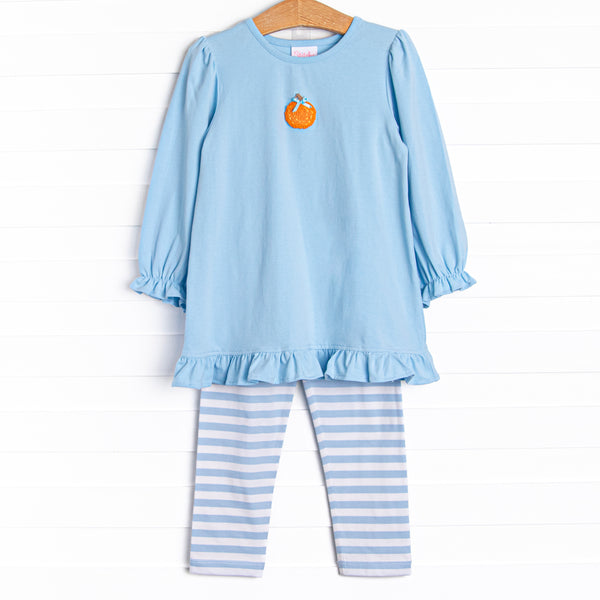 Spice and Everything Nice Embroidered Legging Set, Blue