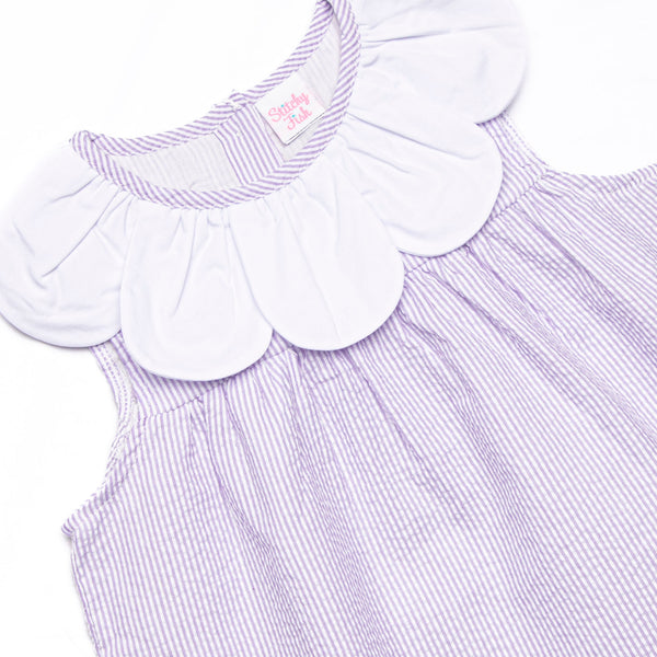 Spring Stripes Ruffle Short Set, Purple