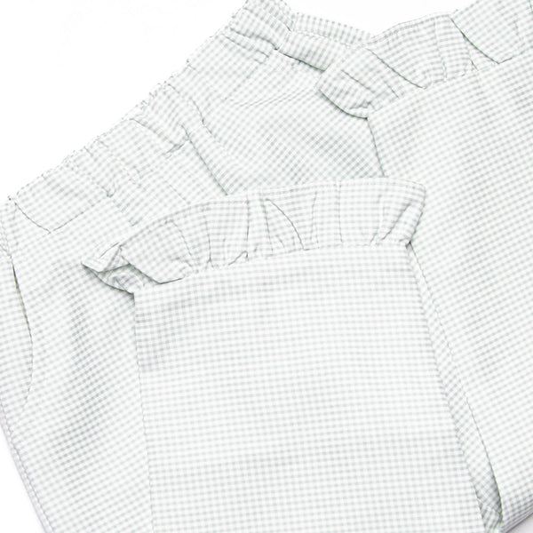 Joyous and Jolly Embroidered Ruffle Pant Set, Green