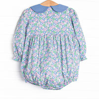 Turkey Thyme Smocked Collared Bubble, Blue