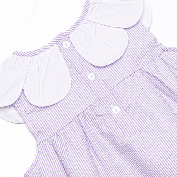 Spring Stripes Ruffle Short Set, Purple