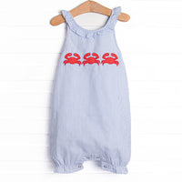 Sandy Shuffle Applique Bubble Romper, Blue