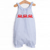 Sandy Shuffle Applique Bubble Romper, Blue