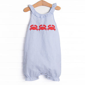 Sandy Shuffle Applique Bubble Romper, Blue