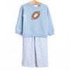 Friday Night Fleece Applique Pant Set, Blue