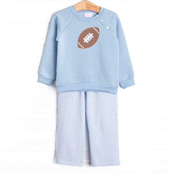 Friday Night Fleece Applique Pant Set, Blue