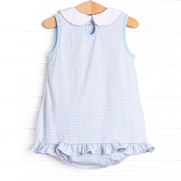Peter Pan Petals Embroidered Skirted Bubble, Blue